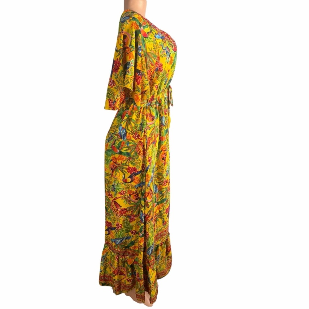 Nation AK Outfits Floral V-Neck Maxi Dress Yellow and Red - Picture 5 of 7